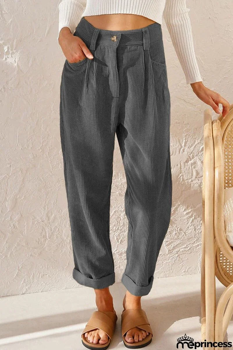 High Waisted Baggy Corduroy Pant