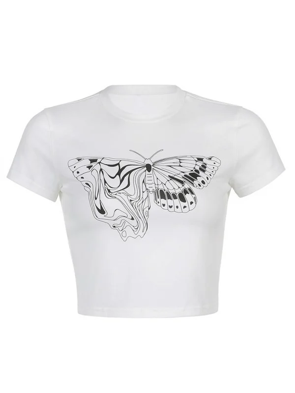 Trendy Butterfly Printed Crop Top