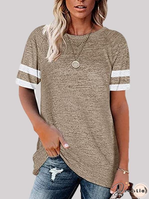 Casual Stitching Round Neck T-shirt