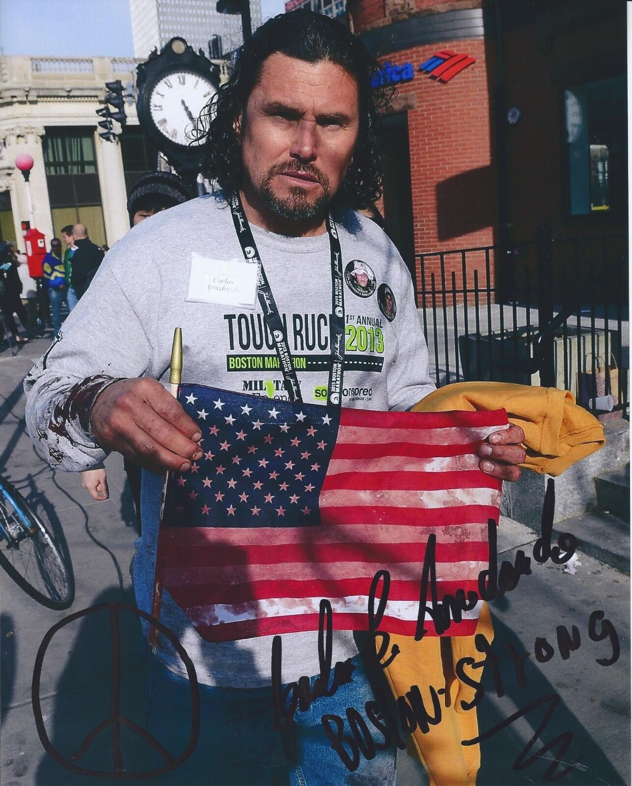 CARLOS ARREDONDO SIGNED AUTOGRAPHED 8X10 Photo Poster painting BOSTON STRONG MARATHON HERO #2