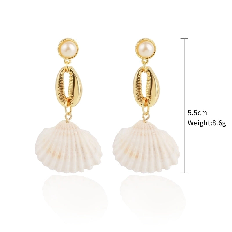 Fashion Shell Shell Inlaid Shell Artificial Pearls Women’s Earrings 1 Pair