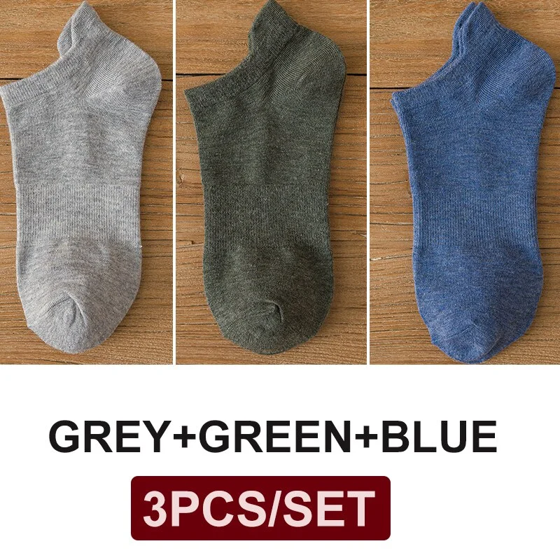 FINETOO 3 Pairs/Set Cotton Men's Socks Harajuku Boat Socks Lift Up Solid Colors Man Sock Sox  Male Invisible Short 38-44 Socks