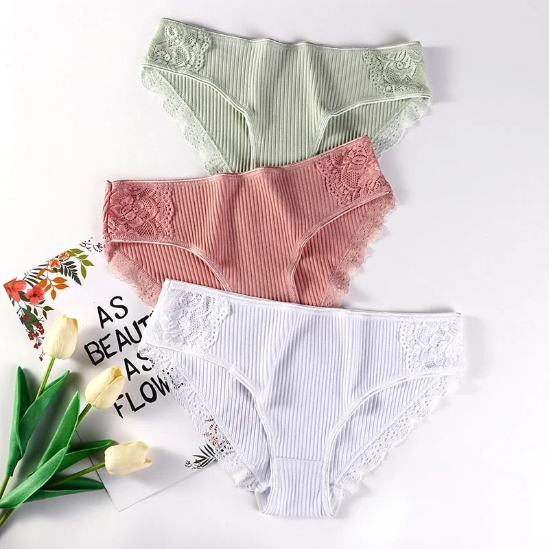 3PCS/Set Cotton Underwear Women's Panties Comfort Briefs For Woman Autumn Sexy Low-Rise Soft Pantys Intimates