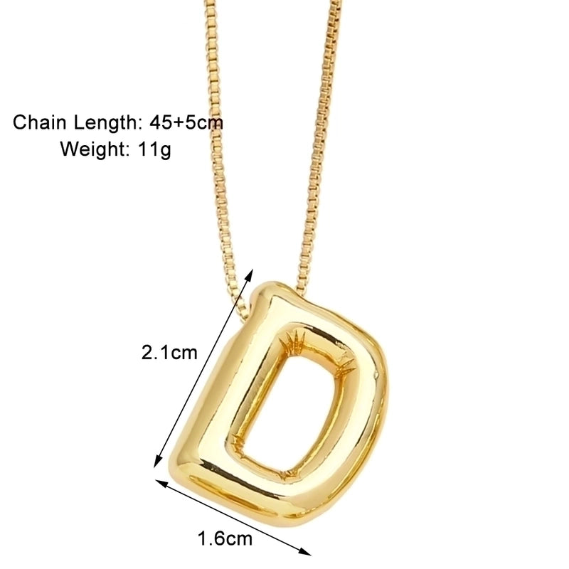 Minimalist Letter Copper Plating 18k Gold Plated Necklace Pendant