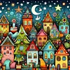 Colorful House-Paint by Numbers Acrylic Painting 40*40cm