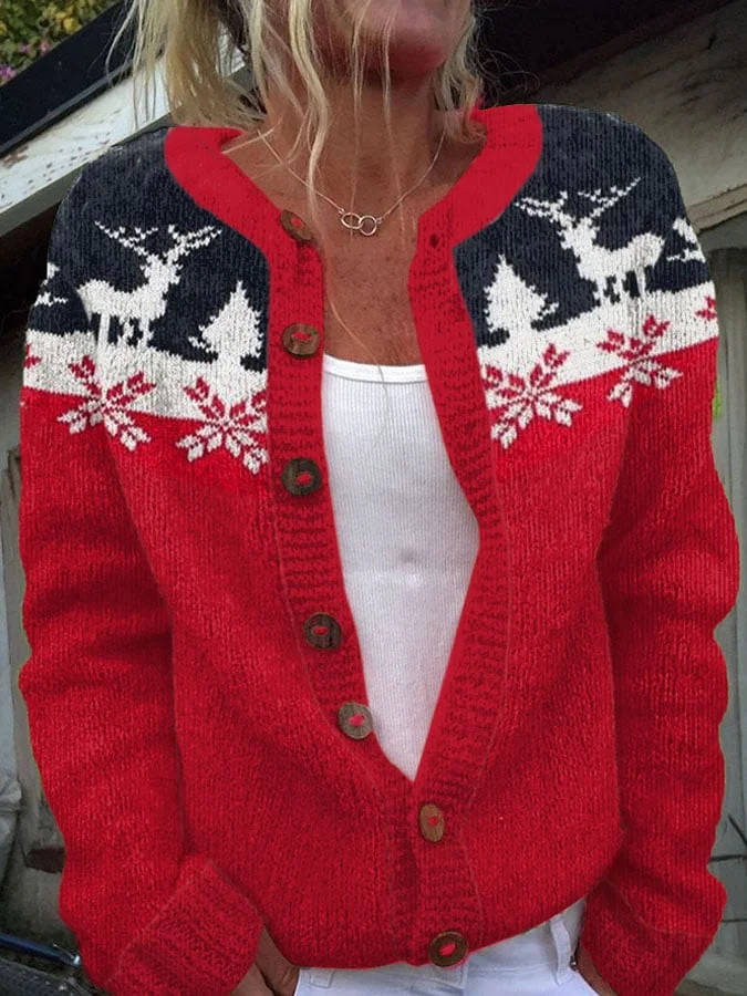 Women'S Christmas Cozy Knit Cardigan