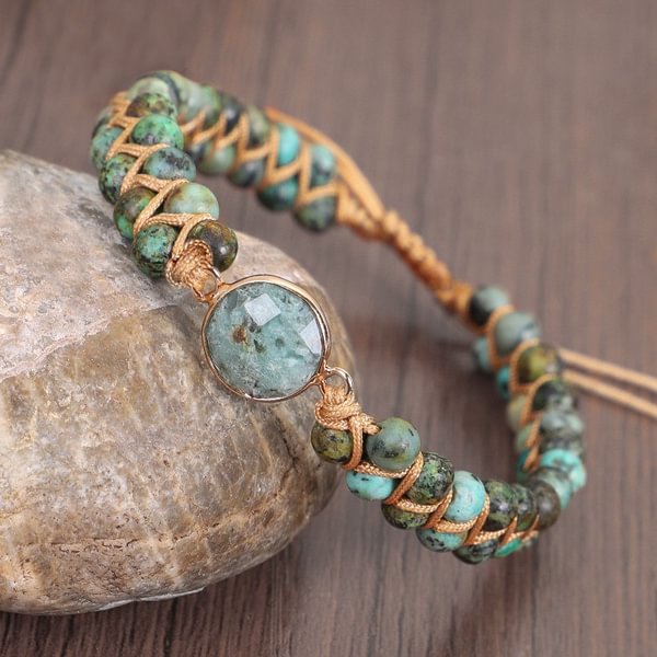Adjustable Turquoise Hand Woven Bracelet Yoga Meditation Healing Bohemia Bracelet - Shop Trendy Women's Fashion | TeeYours
