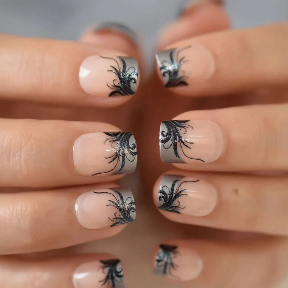 Beige French Nails White Tip Squoval False Nails Short Medium Size Ladies Artificial Manicure Tips for Daily Wear-Nail Inspo