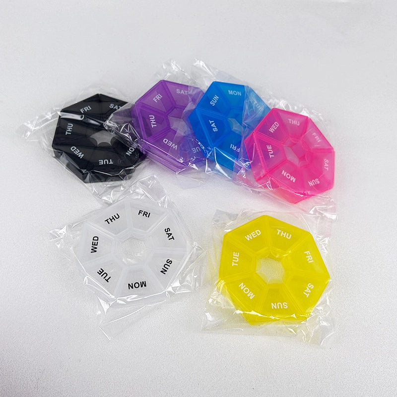 7-corner Medicine Box For One Week Round 7-grid Portable Small Medicine Box For One Week Mini 7-day Portable Medicine Jewelry Box
