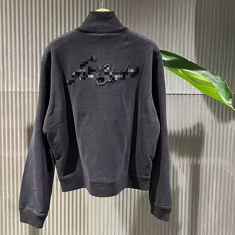 Winter New Women's  Embroidery Zipper Sweatshirts Stylish Sweet High Neck Loose Hoodie 