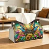 DIY Diamond Art Tissue Box Holder Flower Butterfly PU Leather Diamond Art Desktop Organizer Resin Rhinestone Storage Organizers Gem Art Home Office Decor Craft Gift