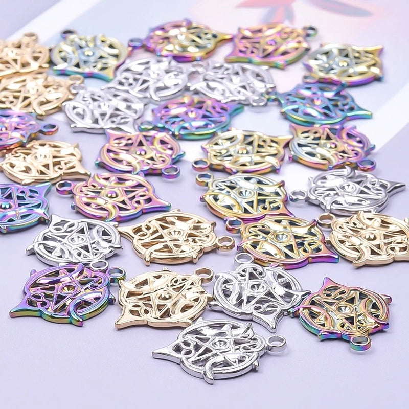 1 Piece 25x20mm Hole 2~2.9mm 304 Stainless Steel 18K Gold Plated Pentagram Pendant