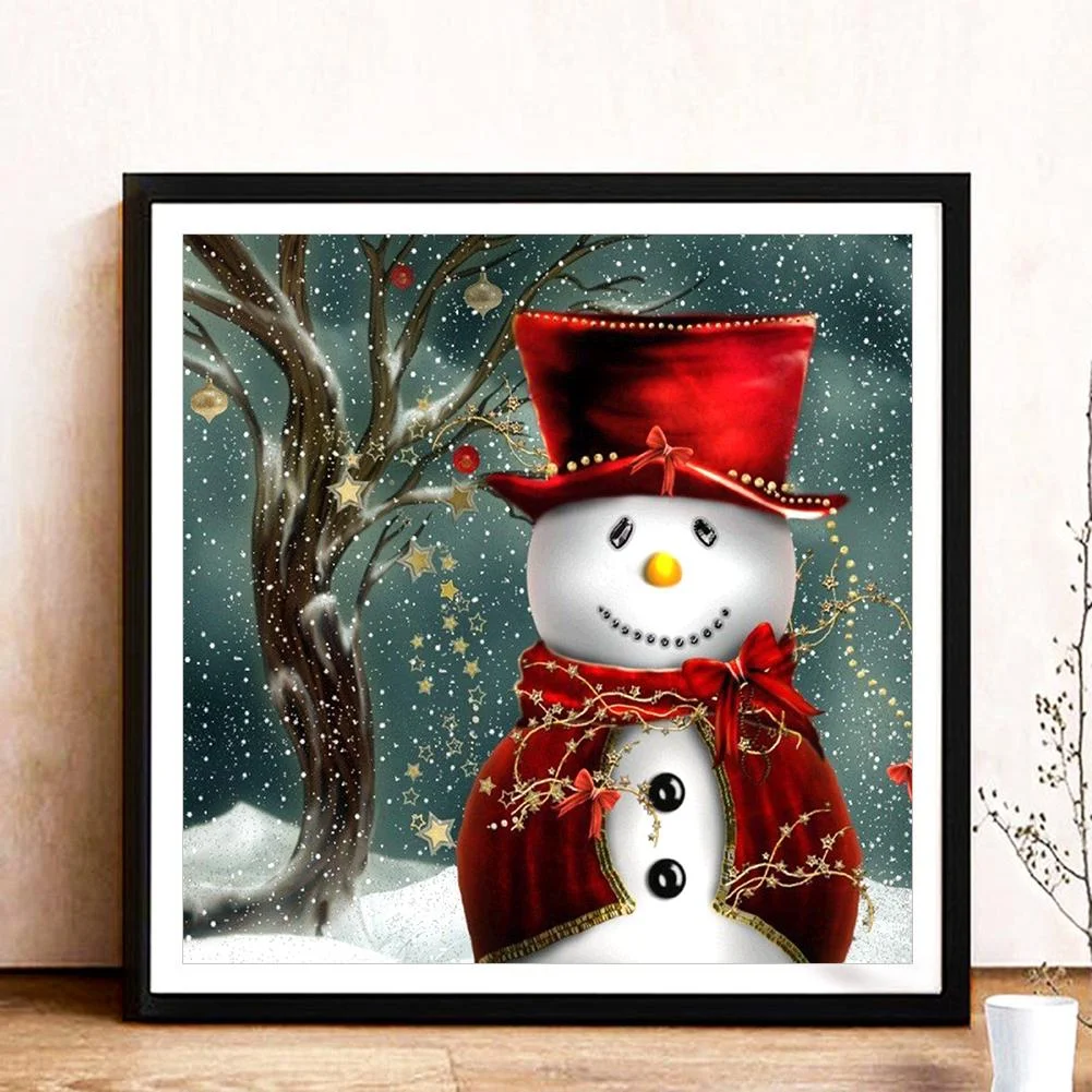Diamond Painting - Full Round Drill - Christmas Snowman(30*30cm)