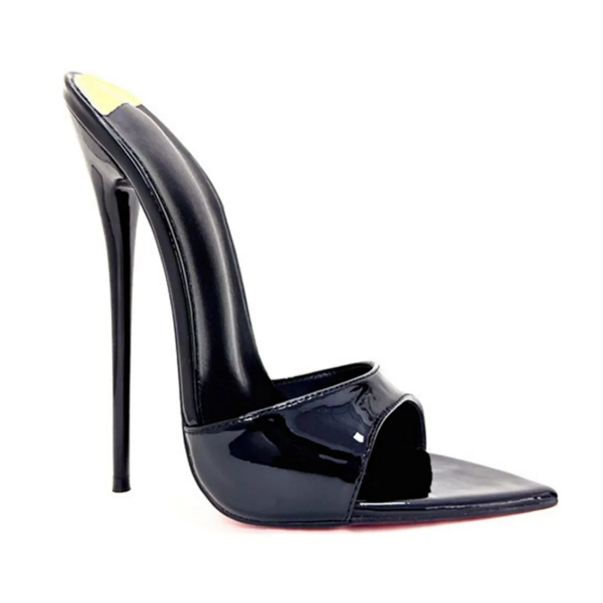 140mm/160mm Stiletto Mule Red Bottom Sandals Patent Pointed Open‑Toe Slip‑On  High Heels -MERUMOTE