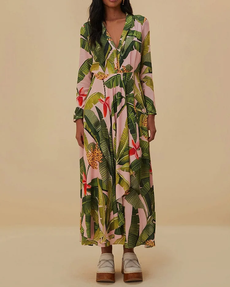 Women's Fashionable Loose Printed Long Sleeve Dress