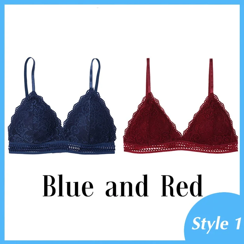 French Style Bralette Seamless Deep V Lace Bra Wireless Thin Underwear Sexy Lingerie Soft Push Up Bras For Women Hot