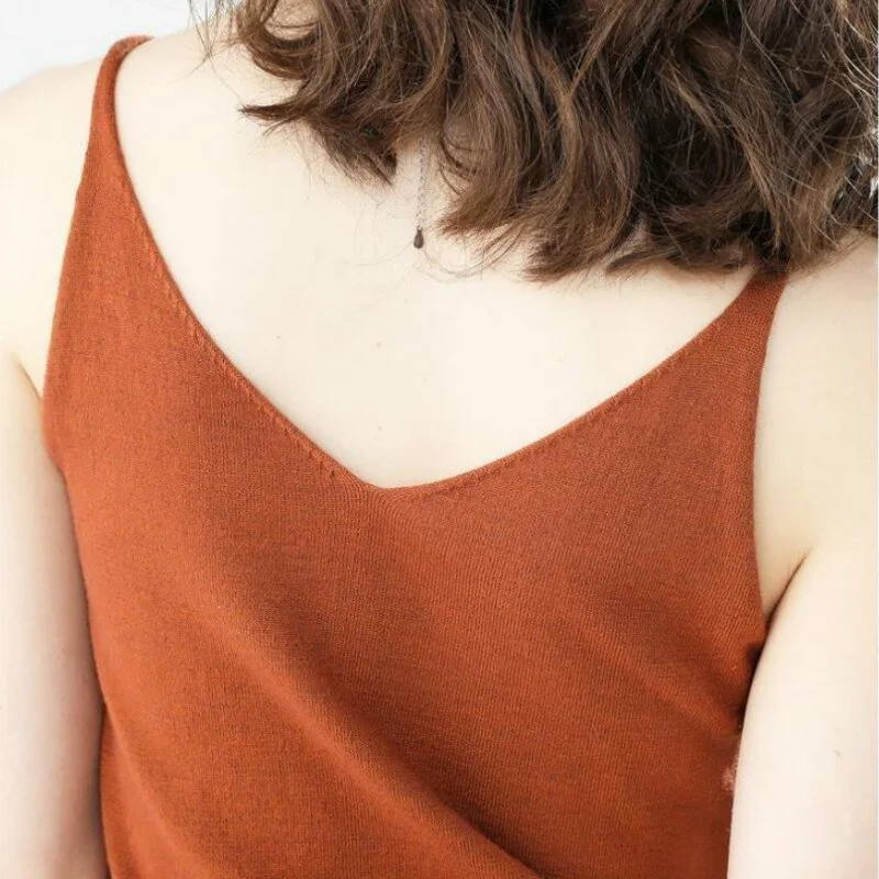 Camisoles Womens Clothing V-neck Plus Size 5XL Knitted Solid Stretchy Elegant Loose Basic Tops Korean Style Female Soft Casual