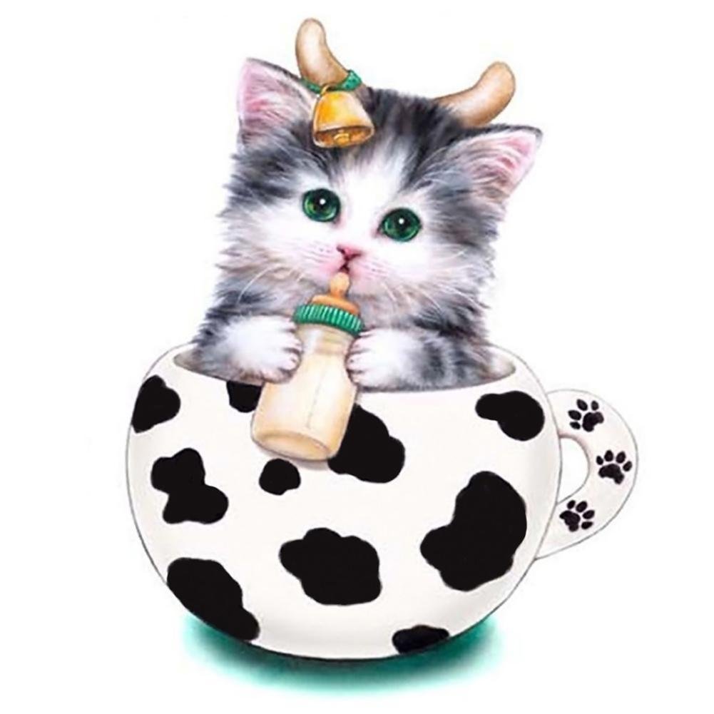 Diamond Painting - Partial Round Drill - Cup Cat Baby(30*30cm)