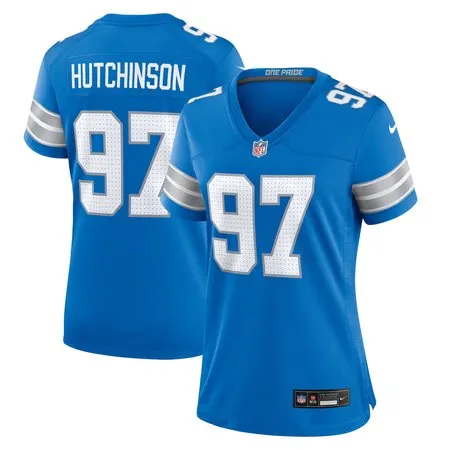 Women's Detroit Lions #97 Aidan Hutchinson  Blue Game Jersey