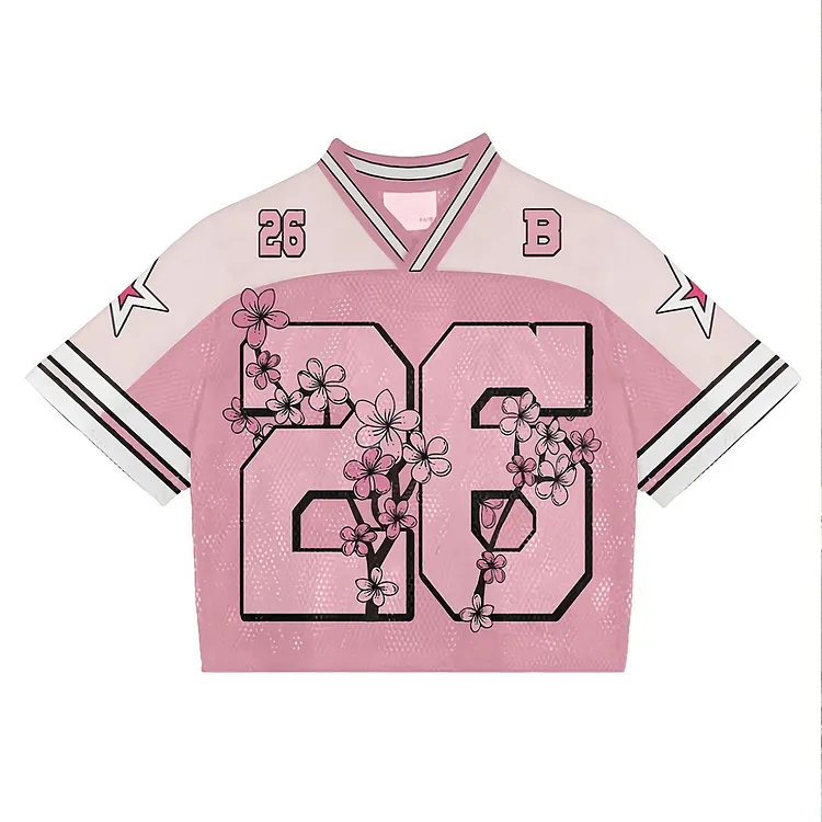Mens Vintage Y2k Oversized Number Floral  Graphic Jersey Tees
