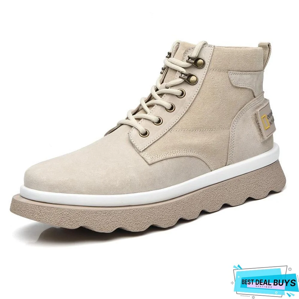 Autumn Martin Boots Men's New Leather Trend Fashion High-Top Tooling Boots Retro British Style Mid-Top Men's Shoes