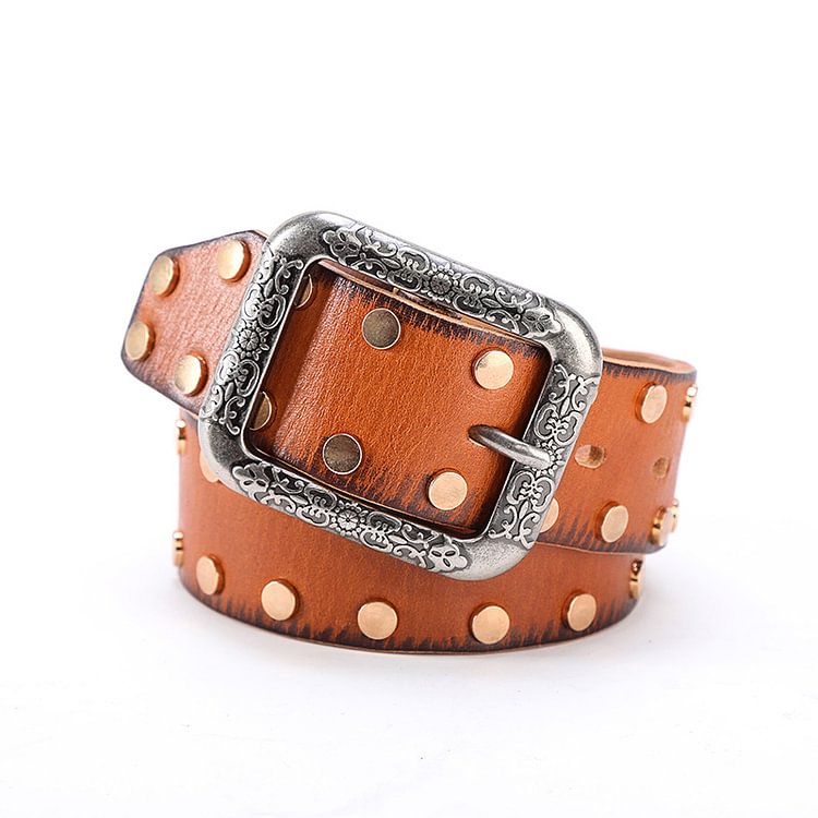 American Vintage Italian Top Layer Leather Hand-carved Belt