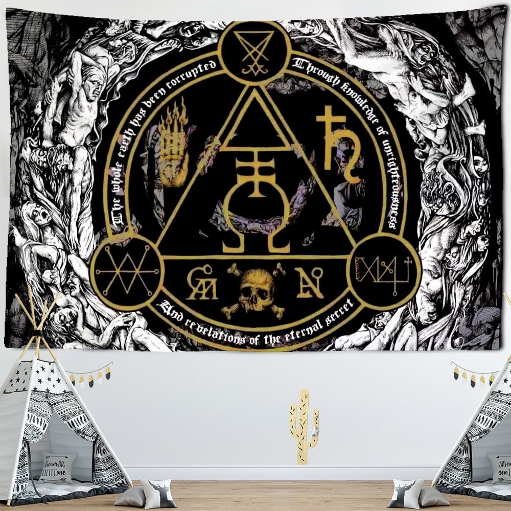 Vikings Tapestry wall Raven Mysterious Meditation Psychedelic Runes Art Wall Hanging Tapestries for Living Room Tarot Sun Moon