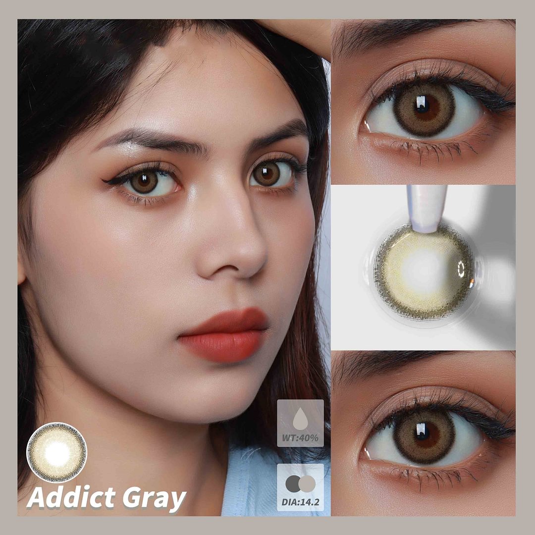 Addict Grey Contact Lenses Daily Wearing Style 14.2mm