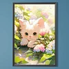 (40*60cm)White Cat on The Floor - Full Round Drill Diamond Painting