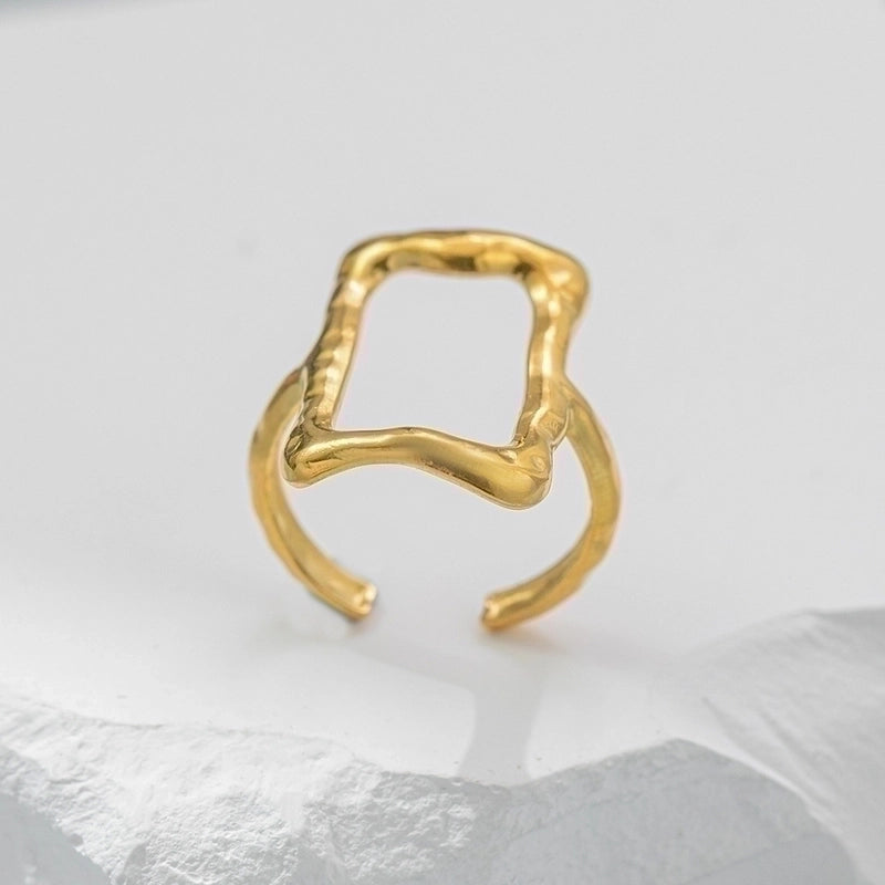 Retro Solid Color Rectangle Titanium Steel Plating Rings