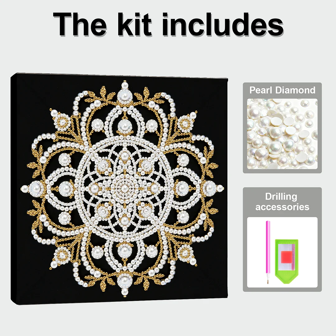Mandala DIY Pearl Art Diamond Painting Kit for Adult Home Decor 25x25cm With Frame