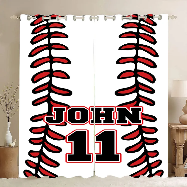 Personalized Kids Baseball Window Curtain|C26