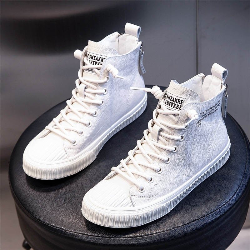 CXJYWMJL Genuine Leather Platform Sneakers For Women Spring Casual Little White Shoes Ladies High Gang Vulcanized Shoes Flats