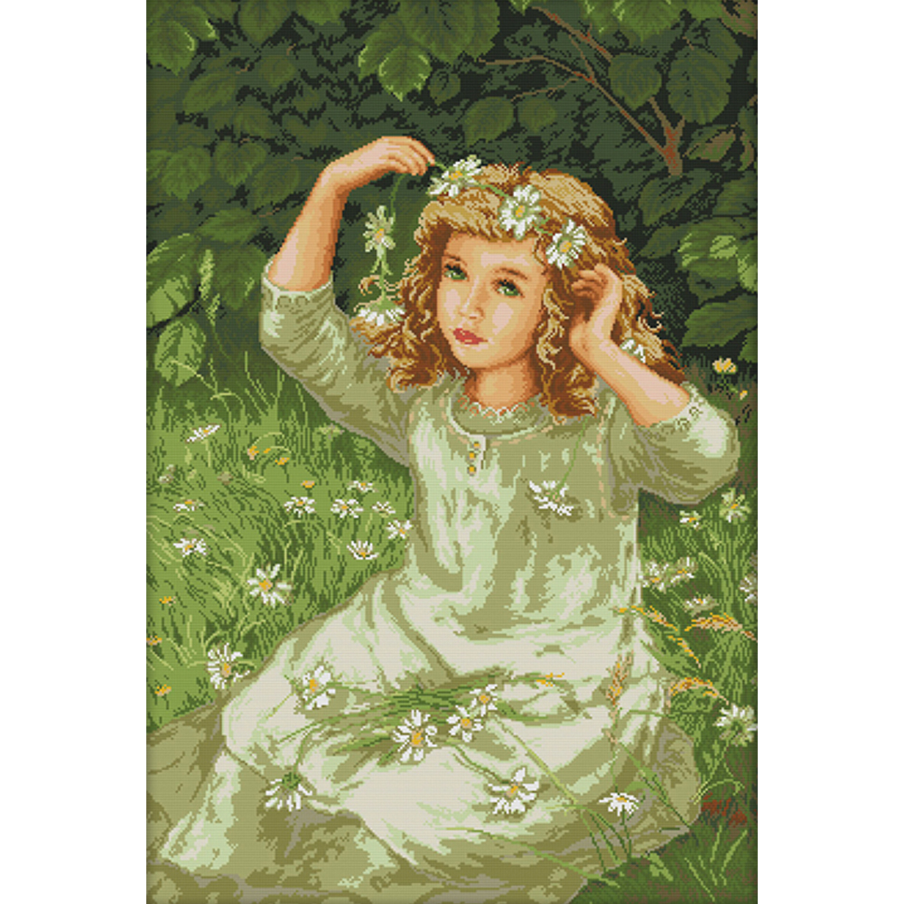 

Girl - 14CT Stamped Cross Stitch - 57*81CM, 501 Original