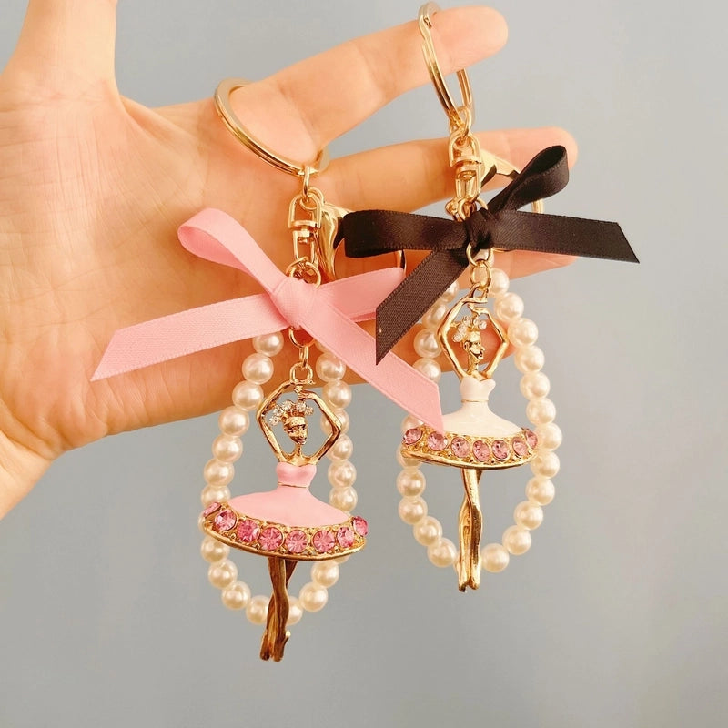 Korean Style Human Imitation Pearl Metal Unisex Keychain