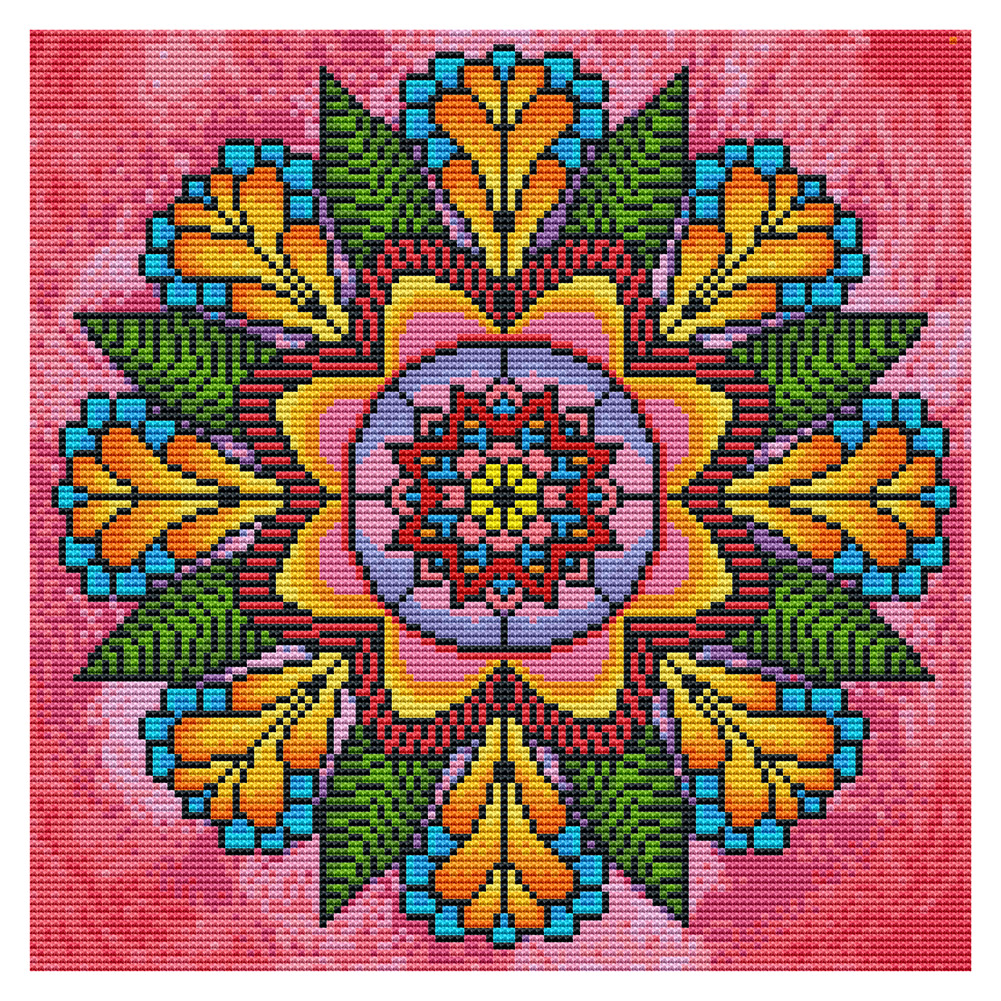 

Pink Flower - 11CT Stamped Cross Stitch - 36*36CM, 501 Original