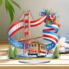 America Flag Bridge DIY Acrylic Desktop Diamond Art Kit Single-Sided for Home Decor