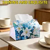 Lilies and Birds DIY PU Diamond Painting Tissue Box Kit Desktop Tissue Holder with Rhinestone Diamond Desk Decorative Tissue Box for Adults Desktop Storage Organizer