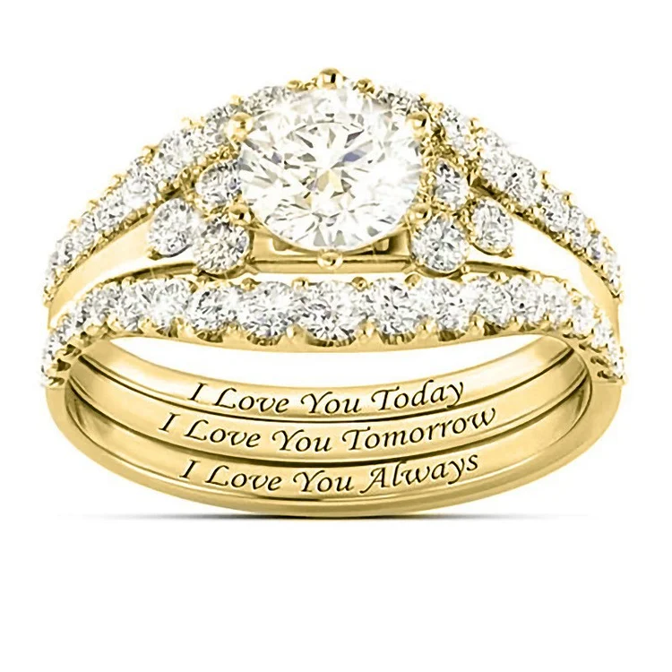 Micro Inlaid Light Luxury Three Piece Ring Set