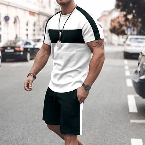 BrosWear Fashion Color Contrast T-Shirt And Shorts Co-Ord