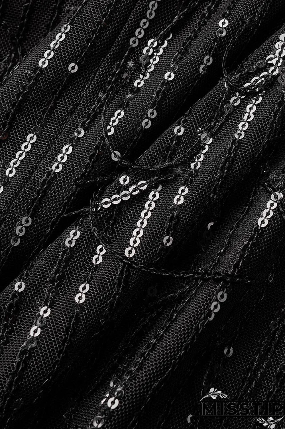 Black Casual Patchwork Tassel Sequins V Neck Long Sleeve Dresses