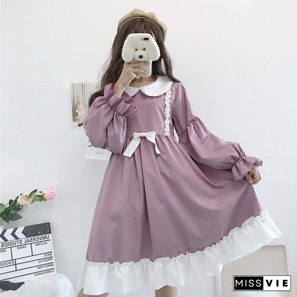 Summer lolita dress daily japanese kawaii girl victorian dress sweet cute doll collar tea party gothic lolita tea party loli cos