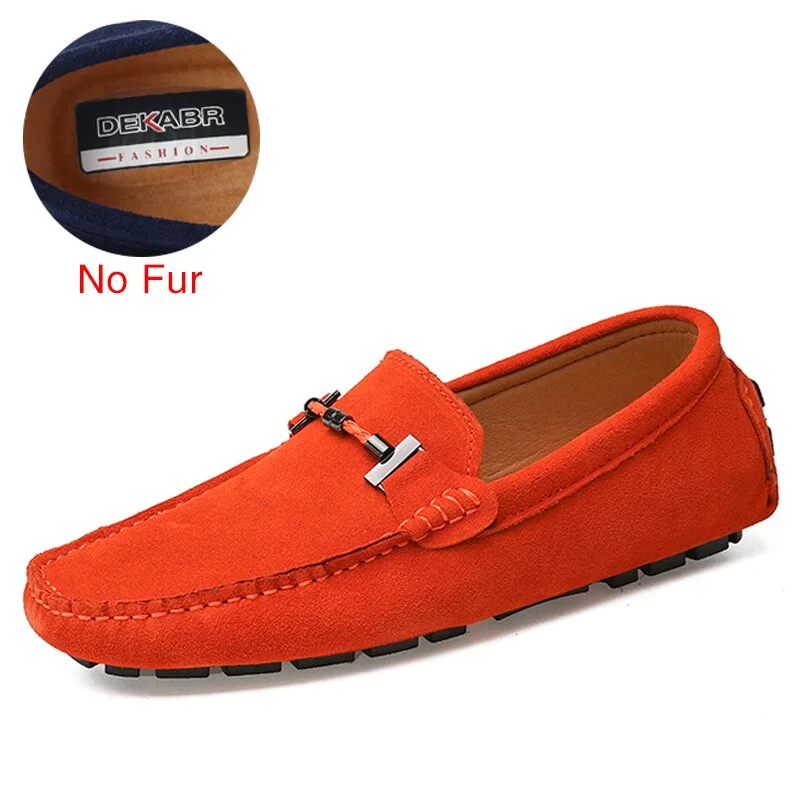 DEKABR Handmade Men Loafers Luxury Genuine Leather Casual Shoes Comfortable Soft Driving Shoes Warm Fur Plus Office Moccasins