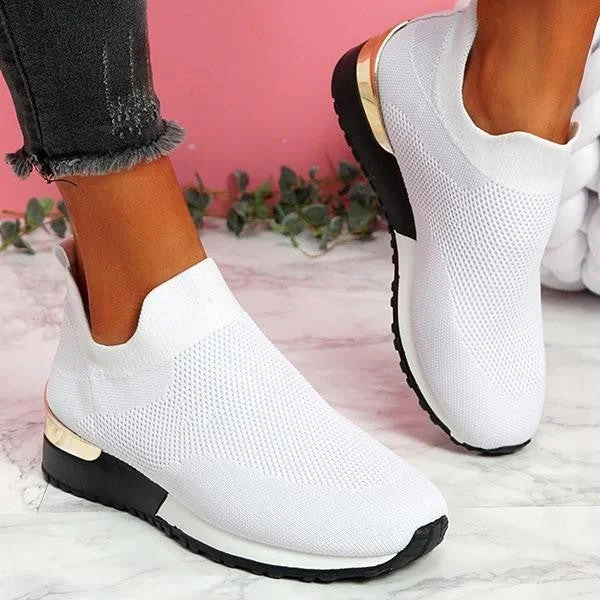 Vulcanize Shoes Sneakers Women Shoes Ladies Slip-On Knit Solid Color Sneakers For Female Sport Mesh Casual Shoes For Women 2021