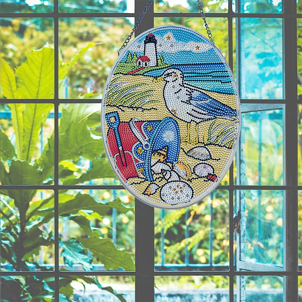 DIY Seagull Diamond Dots Art Cute Home Garden Decoration(Single Side)