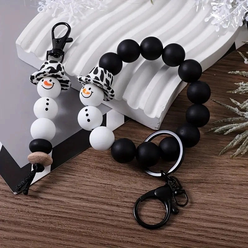 Cartoon Style Cartoon Snowman Alloy Silica Gel Beaded Christmas Bracelets Keychain