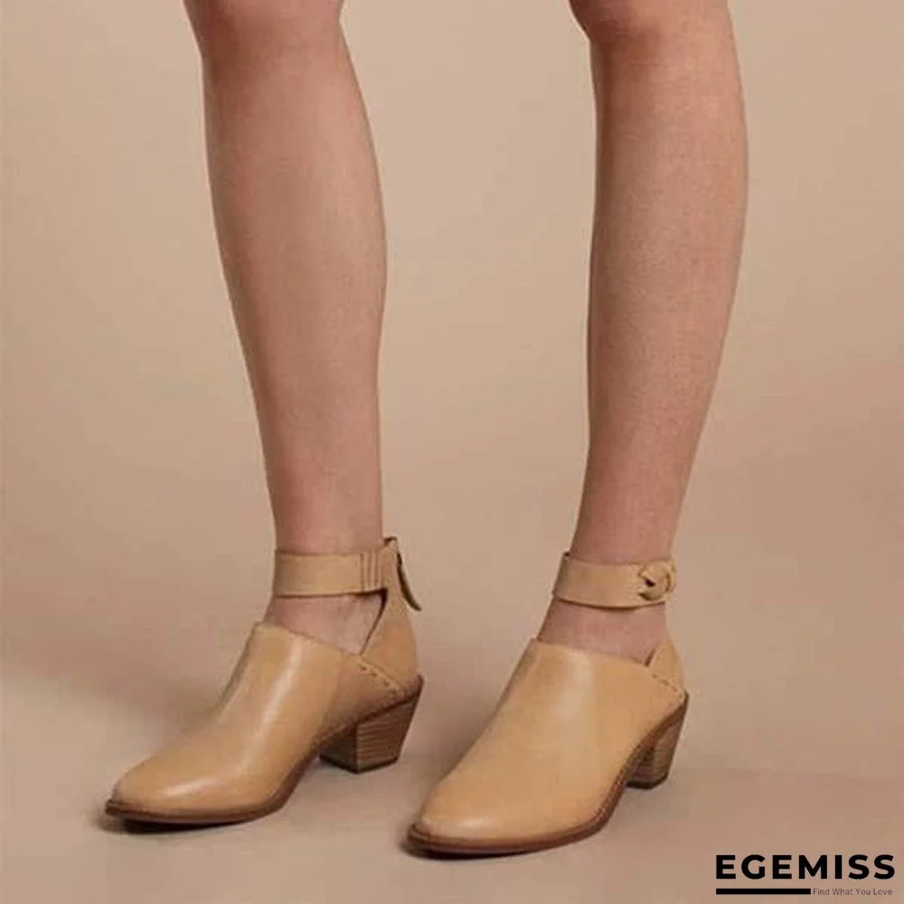 Chunky Heel Zipper Breathable Comfortable Shoes | EGEMISS