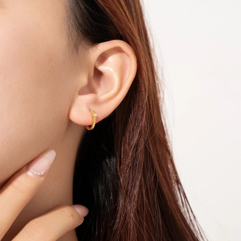 1 Pair 18K Gold Plated White Gold Plated 925 Sterling Silver Geometric Earrings