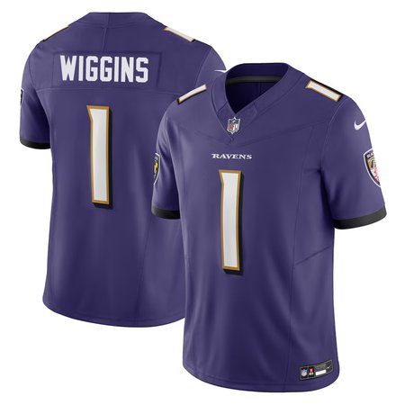 Men's Baltimore Ravens Nate Wiggins  Purple 2024 NFL Draft First Round Pick Player F.U.S.E. Vapor Untouchable Limited Stitched Football Jersey