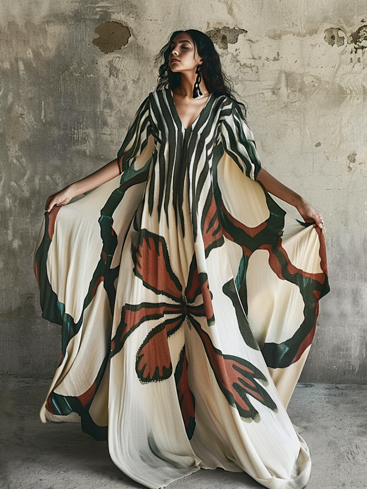 Gossamer Flight Linen V-neck Long Kaftan